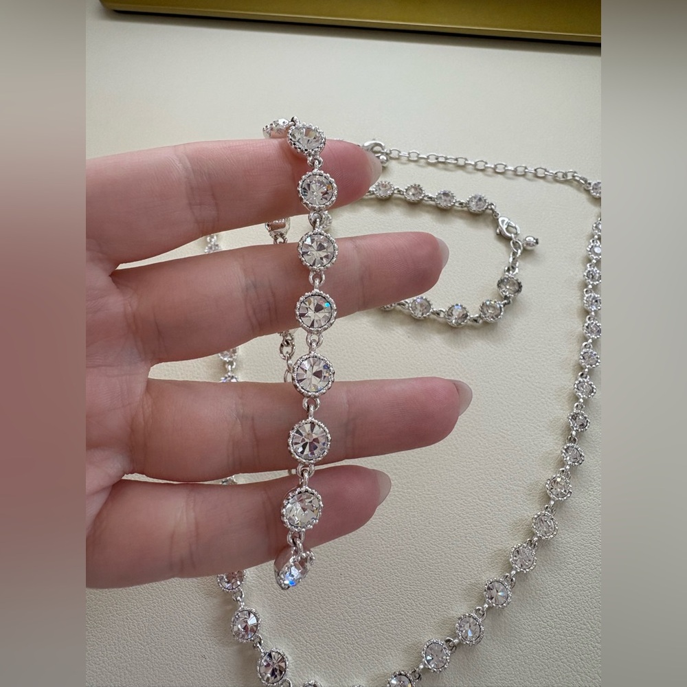 Crystal necklace and 2 bracelets set